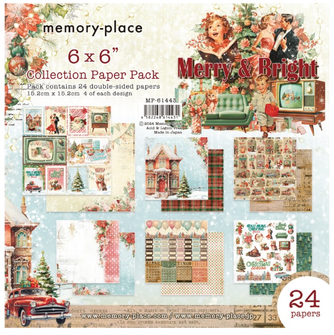 Merry & Bright 6x6 Paper Pad – Vintage Kerstpapier – 24 Vellen