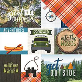 Scrapbook papier Camping Great Outdoor Tags 30.5 x 30.5 centimeter