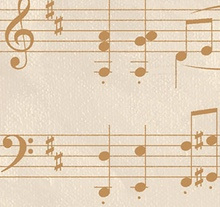 Muzieknoten bruintinten - dubbelzijdig scrapbook papier 30.5 x 30.5 cm