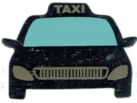 Taxi - zilver met blauw  - decoratie - 6,5x5 cm