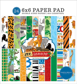 Jungle Scrapbookpapier 6x6 inch – 24 Papieren Vellen met Avontuurlijke Illustraties