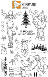 Kerst - DIY Kerstkaart Stempelset Eland Kerstmis It Moose be X-Mas 15 x 20 centimeter