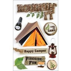 Hobby stickers 3 dimensionaal Camping Roughin' it verpakking 11 x 18 cm