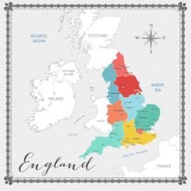England Memories Map - Scrapbookpapier 30.5 x 30.5 cm