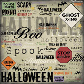 Halloween Signs  -  papier voor scrapbooking 12 x 12 inch dubbelzijdig