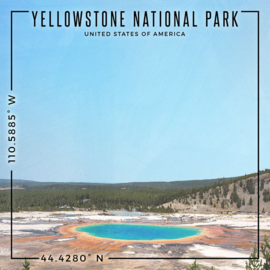 Yellowstone NP Grand Prismatic Coordinates - dubbelzijdig scrapbook customs - 12x12 inch