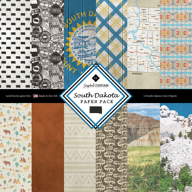 South Dakota Scrapbookpapier – USA Thema met Mount Rushmore & Prairie