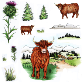 Creatief Knutselen voor Volwassenen: 'Highland Cattle' Stempelset - Ontdek de Authentieke Schotse Rustieke Schoonheid voor Scrapbooking en Kaarten