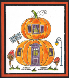 Halloween - Pumpkin House - Pompoen / thema stempels / A6 formaat