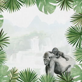 Gorillas - watercolor - 30.5x30.5 cm - dubbelzijdig scrapbookpapier