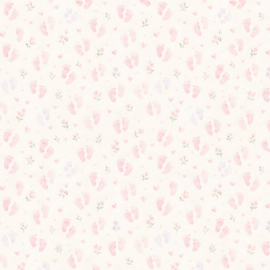 Baby girl footprints met plaid - dubbelzijdig scrapbookpapier - 30.5 x 30.5 cm