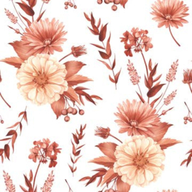 Aquarel Terracotta bloemen Scrapbook Papier Dubbelzijdig 30,5x30,5 cm - rood