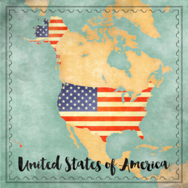 United States of America Map Sights - scrapbook papier 30.5 x 30.5 centimeter