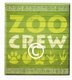 Tekstbord Zoo Crew - glitter - stans decoratie - 6.5x 7 cm