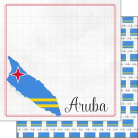 Aruba - Adventure border - dubbelzijdig scrapbookpapier - 30.5x30.5 centimeter
