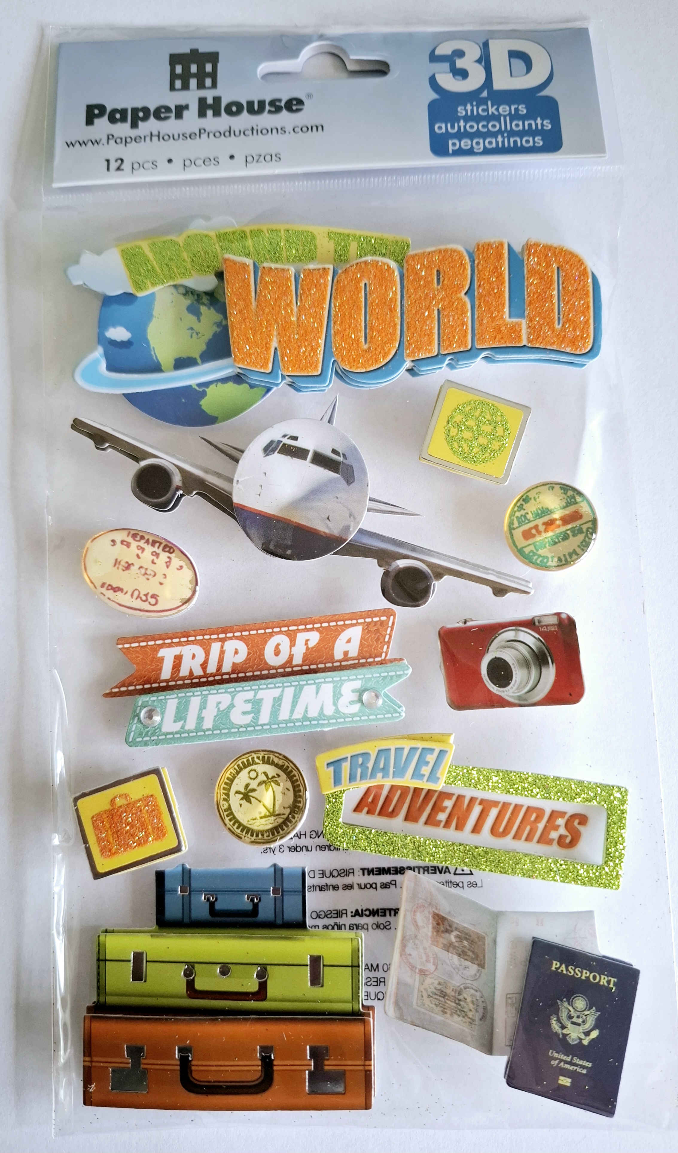 PaperHouse 3D Reisstickers – Voor Scrapbook, Kaarten & Reisherinneringen 11x18 cm