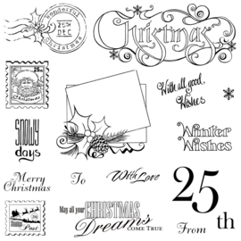 Kerst Wensen Clear Stempelset - Feestelijke Creaties -  Christmas Post - 10 x 20 cm