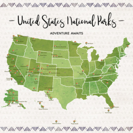 United States National Parks / Adventures awaits - scrapbook customs papier - 12x12 inch