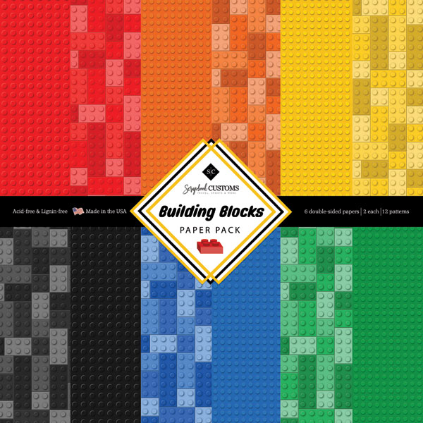 Building block #1 Scrapbookpapier  – 15.2 x 15.5 cm – 12 Vellen