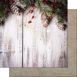 Dubbelzijdig Scrapbook papier (30.5 x 30.5 cm) - Rustic Christmas Thema: Rustieke kerstafbeeldingen op een achtergrond