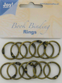 Boekbinders- ringen 12 stuks Messing  - doorsnee 25 mm