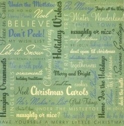 Scrapbook papier - Kerstgroen woorden - 30.5 x 30.5 cm