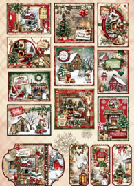 Cottage Christmas diecut card making  kaarten – A4 -  12 kaarten in 3 formaten