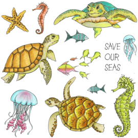Ontdek 'Mystieke Oceaan' / Save our seas - Premium Transparante Stempelset | Bewaar Onze Zeeën | 15x20cm