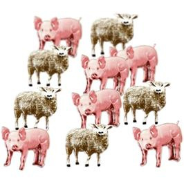 Dieren - Varkens-schapen -  splitpen decoratie - zakje 12 stuks