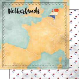 Netherlands Map Sights - 12x12 inch scrapbook papier