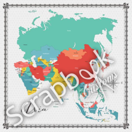 Asia - Memories Map - scrapbooking papier - 12 x 12 inch