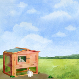 Konijnen / Rabbits -  watercolor - 30.5x30.5 cm - scrapbookpapier
