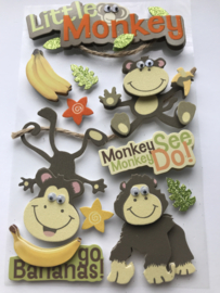 Little Monkey 3D Jungle Stickerset – Voor Babyalbums & Scrapbooks (11x18 cm)