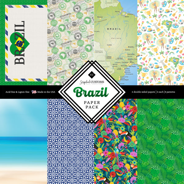 Brazil Scrapbookpapier 6x6 Inch – 8 Vellen Dubbelzijdig – Tropisch Thema