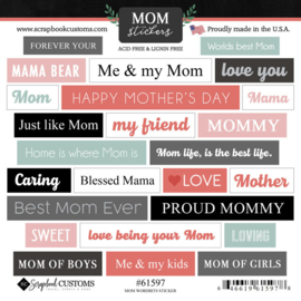 Mom Wordbits tekst stickers  Moeder 15x15 cm