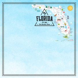 Florida - Postage Map - dubbelzijdig - 12x12 Papier - scrapbook customs