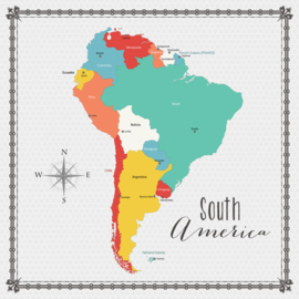South America - Memories Map - papier - 30.5 x 30.5 cm