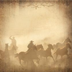 Western cowboys op paarden papier 12 inch