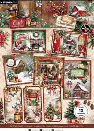 Cottage Christmas diecut card making  kaarten – A4 -  12 kaarten in 3 formaten