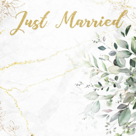 Just Married met Eucalyptus takken - dubbelzijdig scrapvel