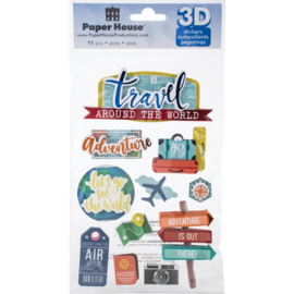 Travel thema scrapbook stickers met 3d effect