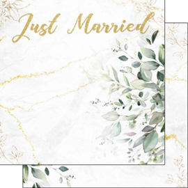 Just Married met Eucalyptus takken - dubbelzijdig scrapvel