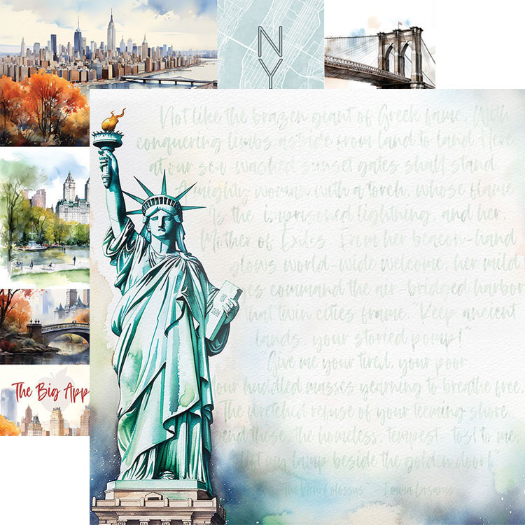 New York Vrijheid & Creativiteit: Dubbelzijdig bedrukt Thematisch Scrapbook Papier 30.5 x 30.5 cm