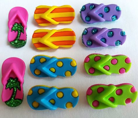 Slippers / Flip Flops  - knopen decoratie - zakje 10 stuks