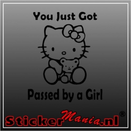 Hello kitty you just got passed by a girl sticker