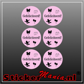 Gefeliciteerd voor meisje Stickerset (6 Stuks)