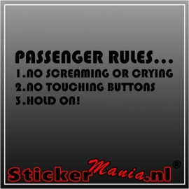 Passenger rules sticker