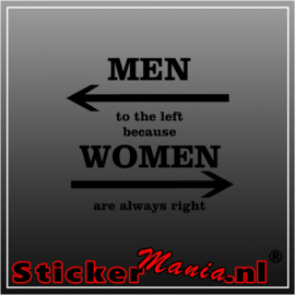 Men to the left because women are always right muursticker