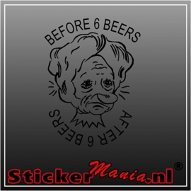 Before and after 6 beers sticker
