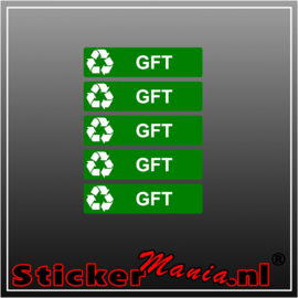 GFT rechthoekig - set van 5 full colour stickers